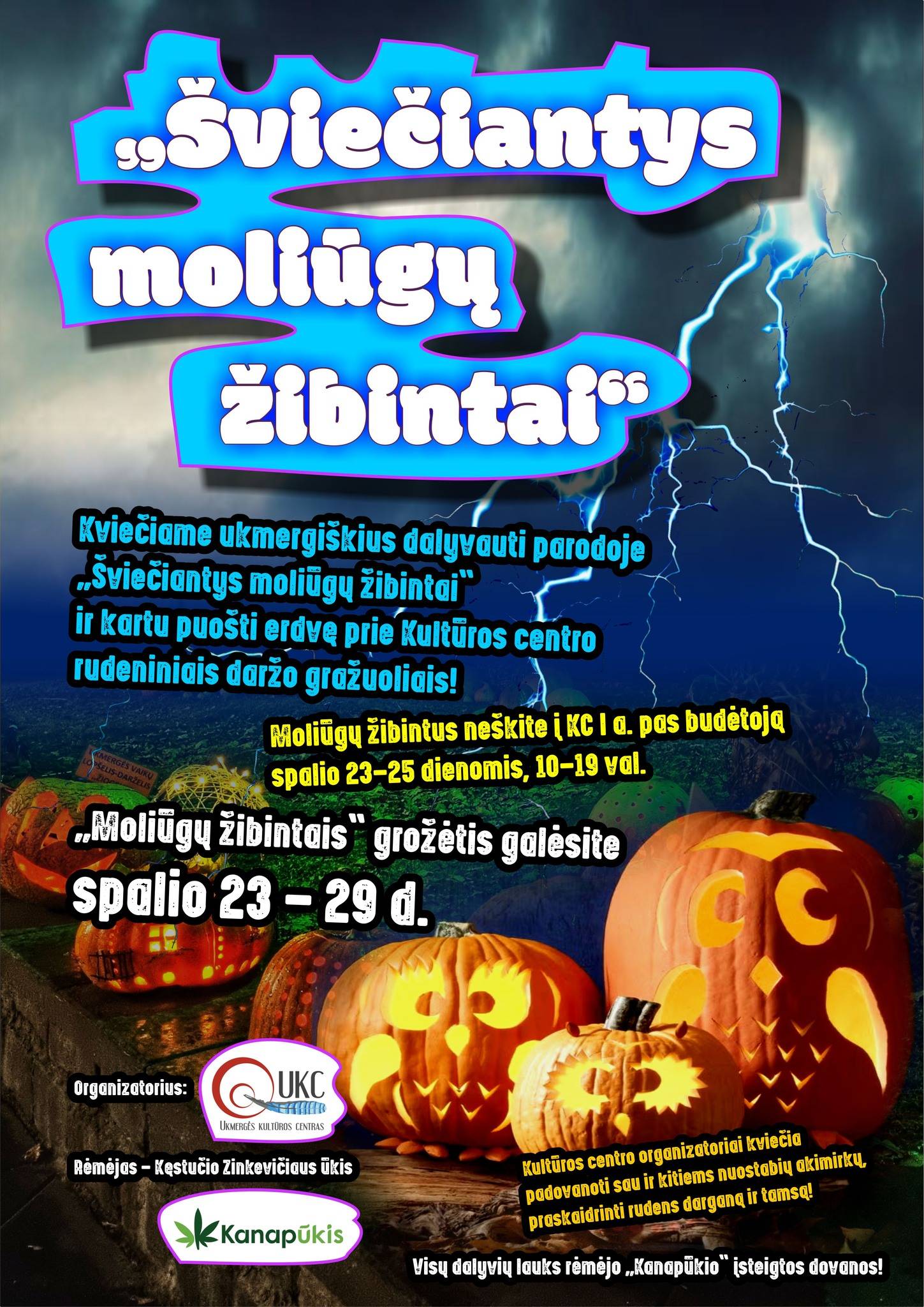 Šviečiantys moliūgų žibintai