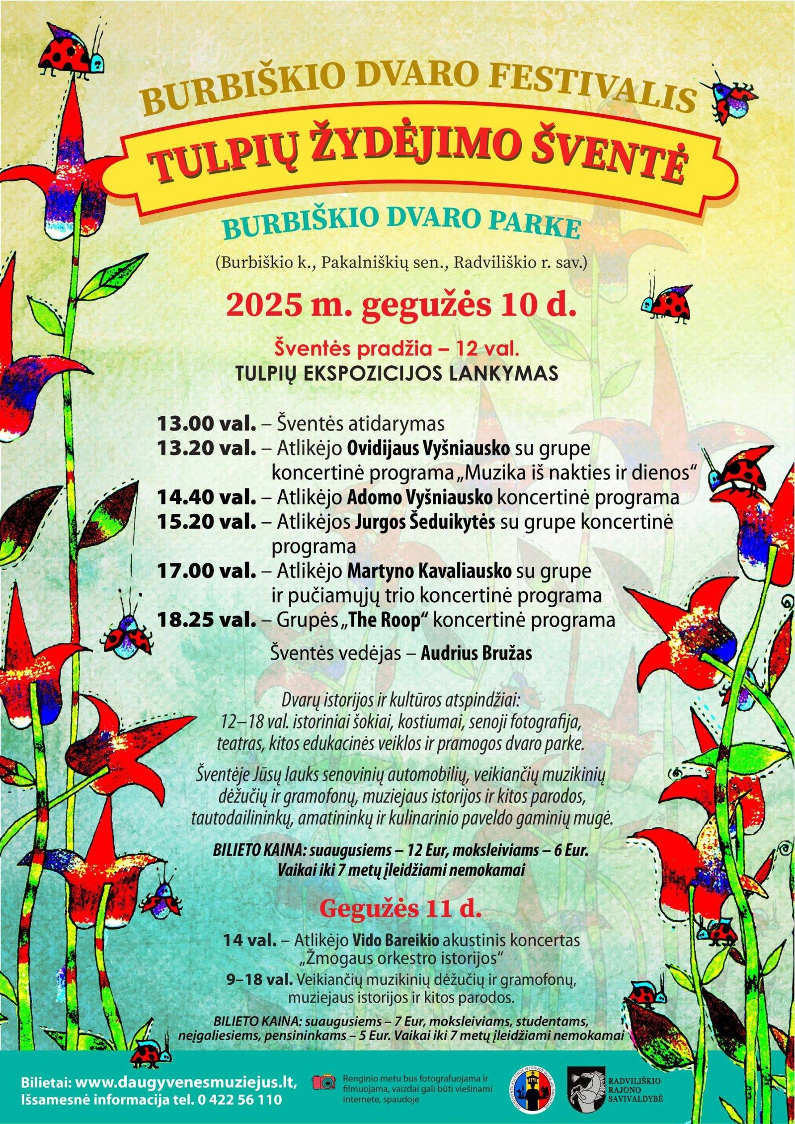 Burbiškio dvaro Tulpių žydėjimo šventės programa