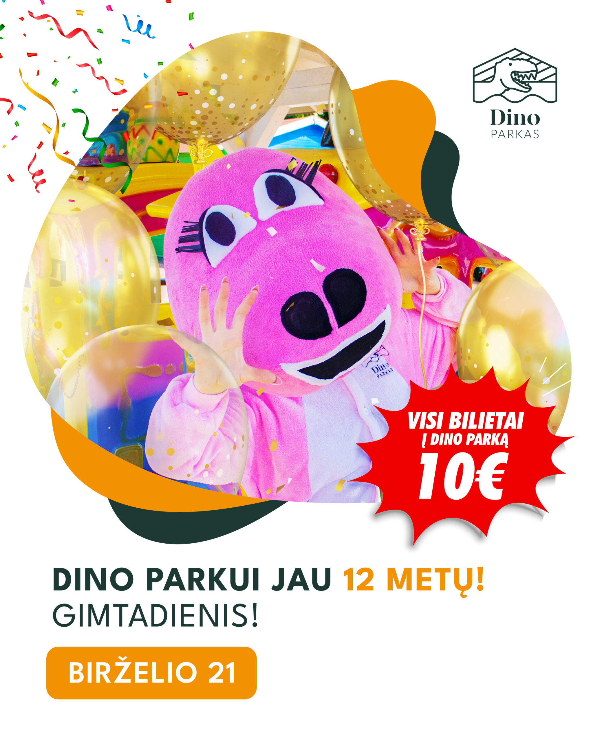 Laukia fantastiškos linksmybės: Dinozaurų parkas švenčia dvyliktą gimtadienį
