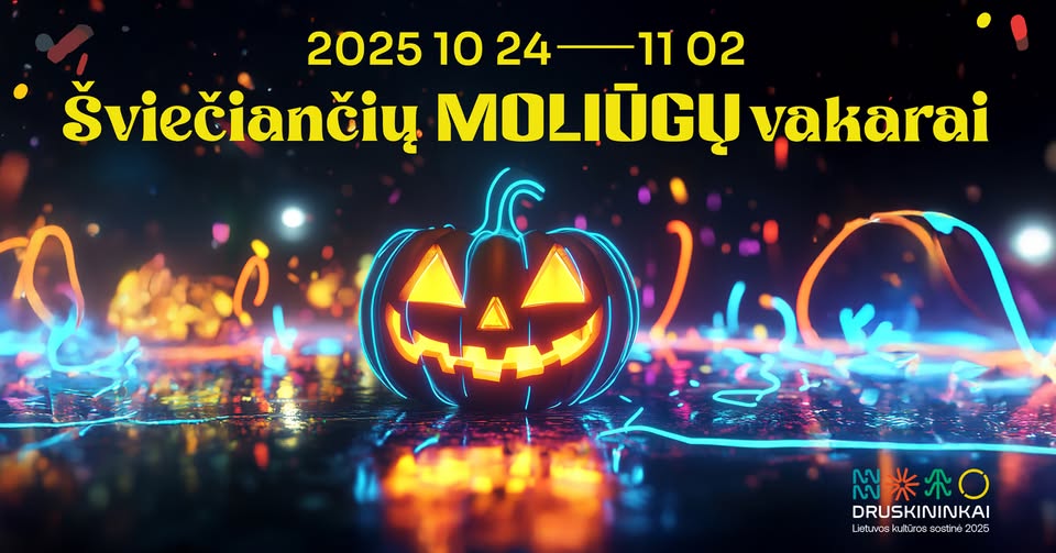 Šviesų ir rudens magija Druskininkuose: Šviečiančių moliūgų vakarai 2025