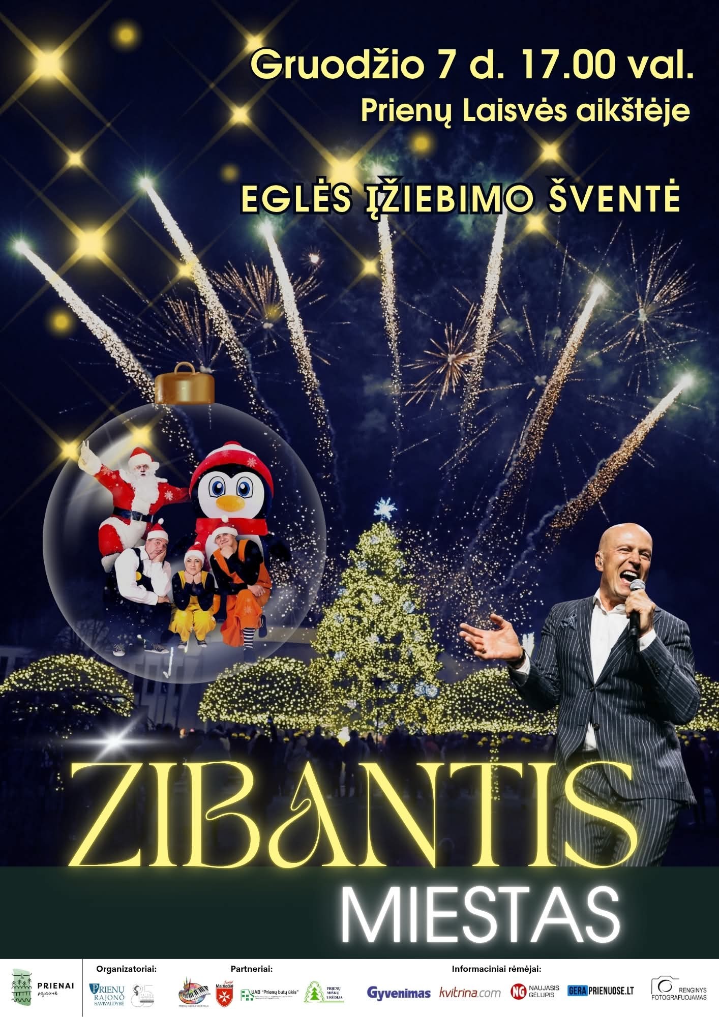 Prienų Kalėdų eglutės įžiebimas 2025