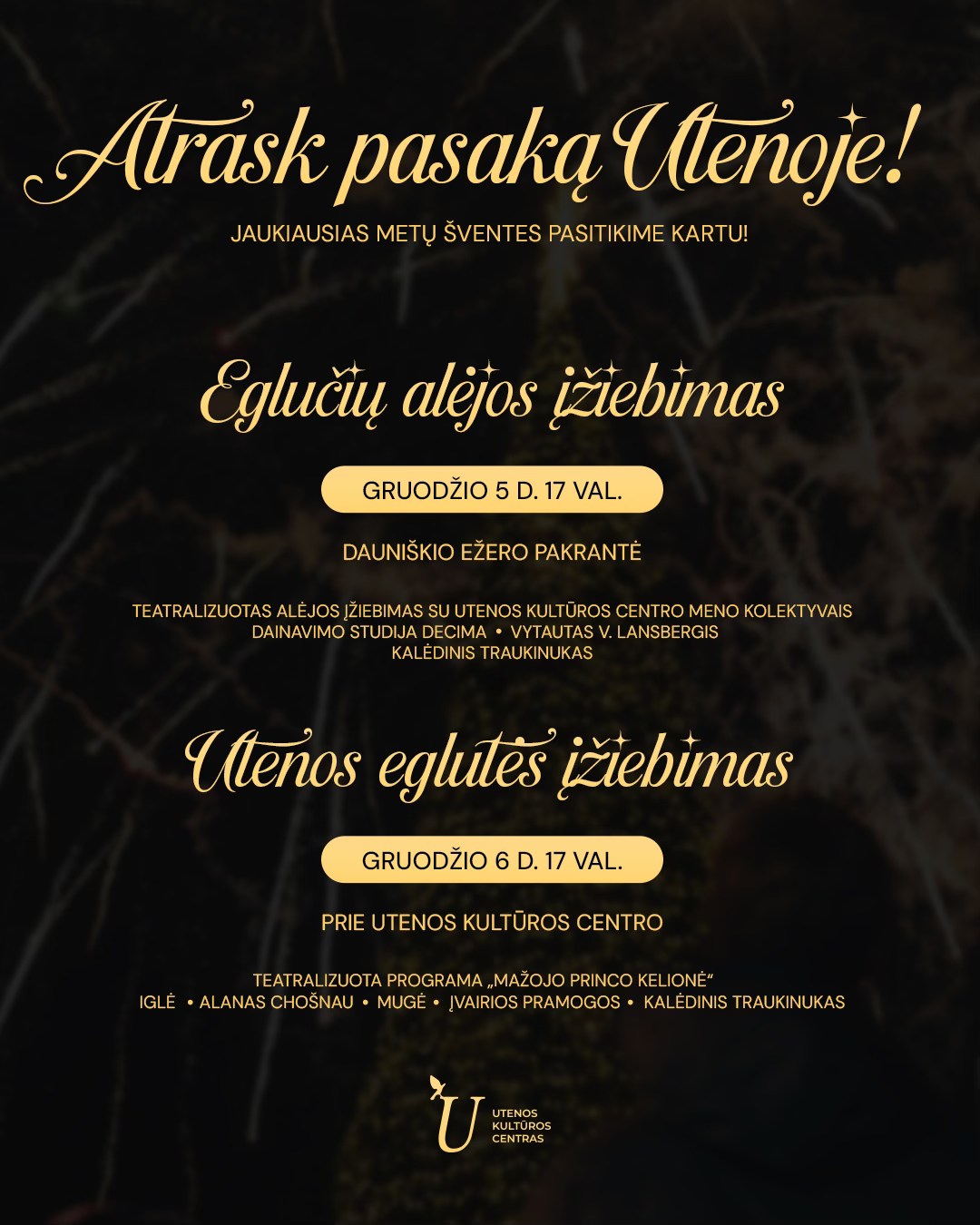 Utenos Kalėdų eglės įžiebimas 2025