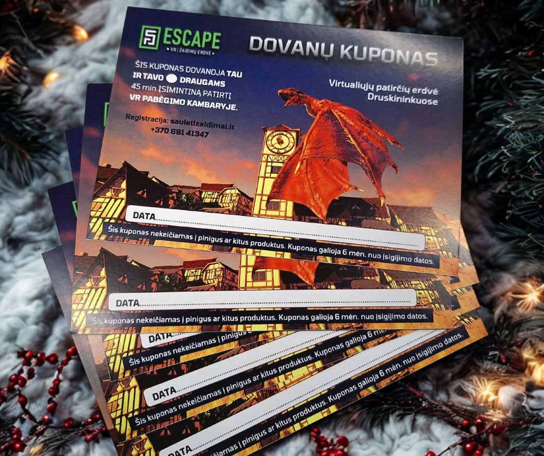 Žaidimų erdvės „Saulėti žaidimai“ VR pabėgimo kambarys Druskininkuose