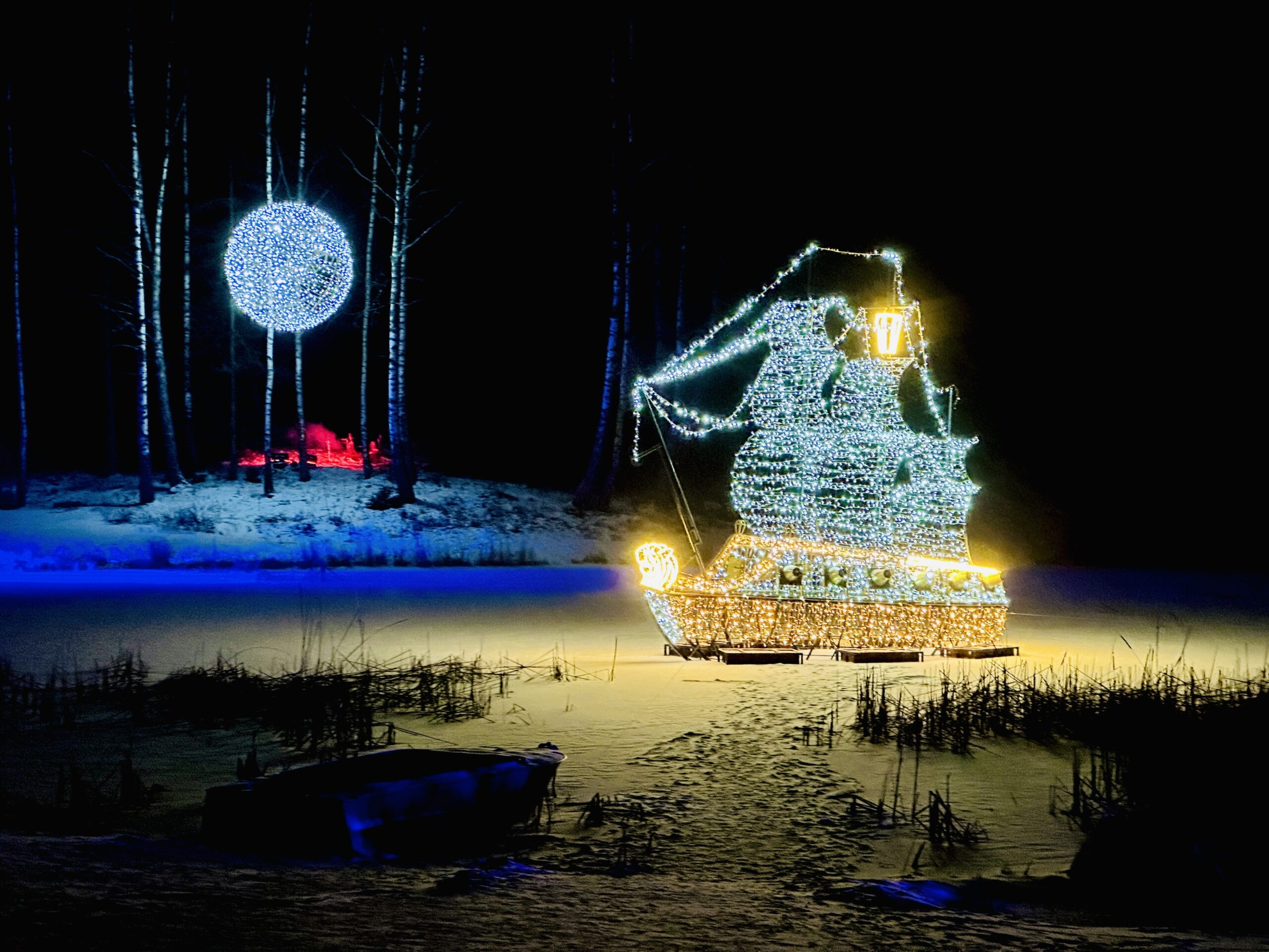 Šviesų parkas Vilniaus botanikos sode žiemą