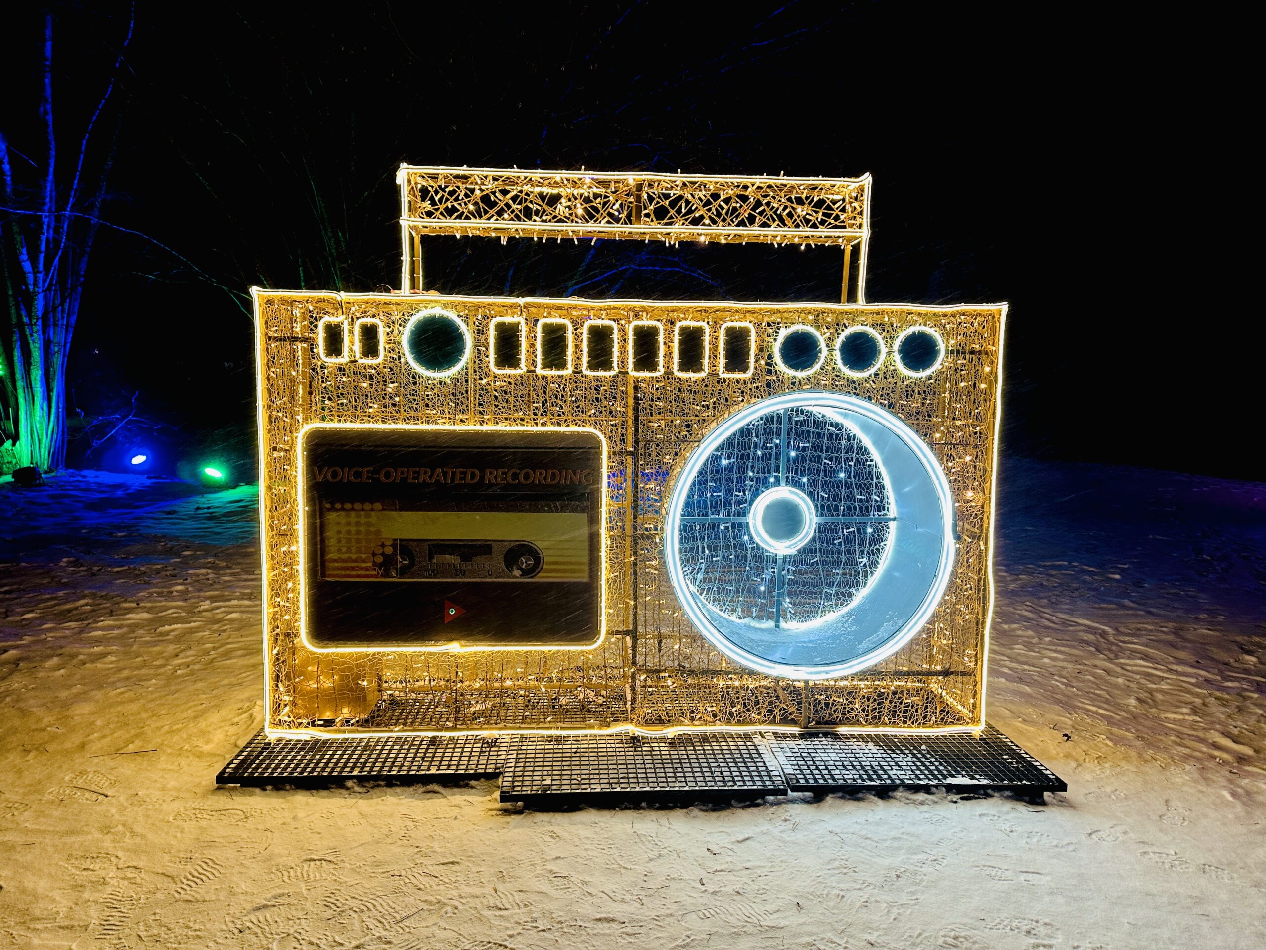 Šviesų parkas Vilniaus botanikos sode žiemą