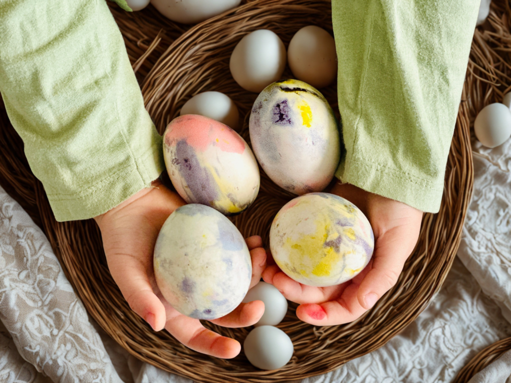 Kiaušinių dažymas su skutimosi putomis