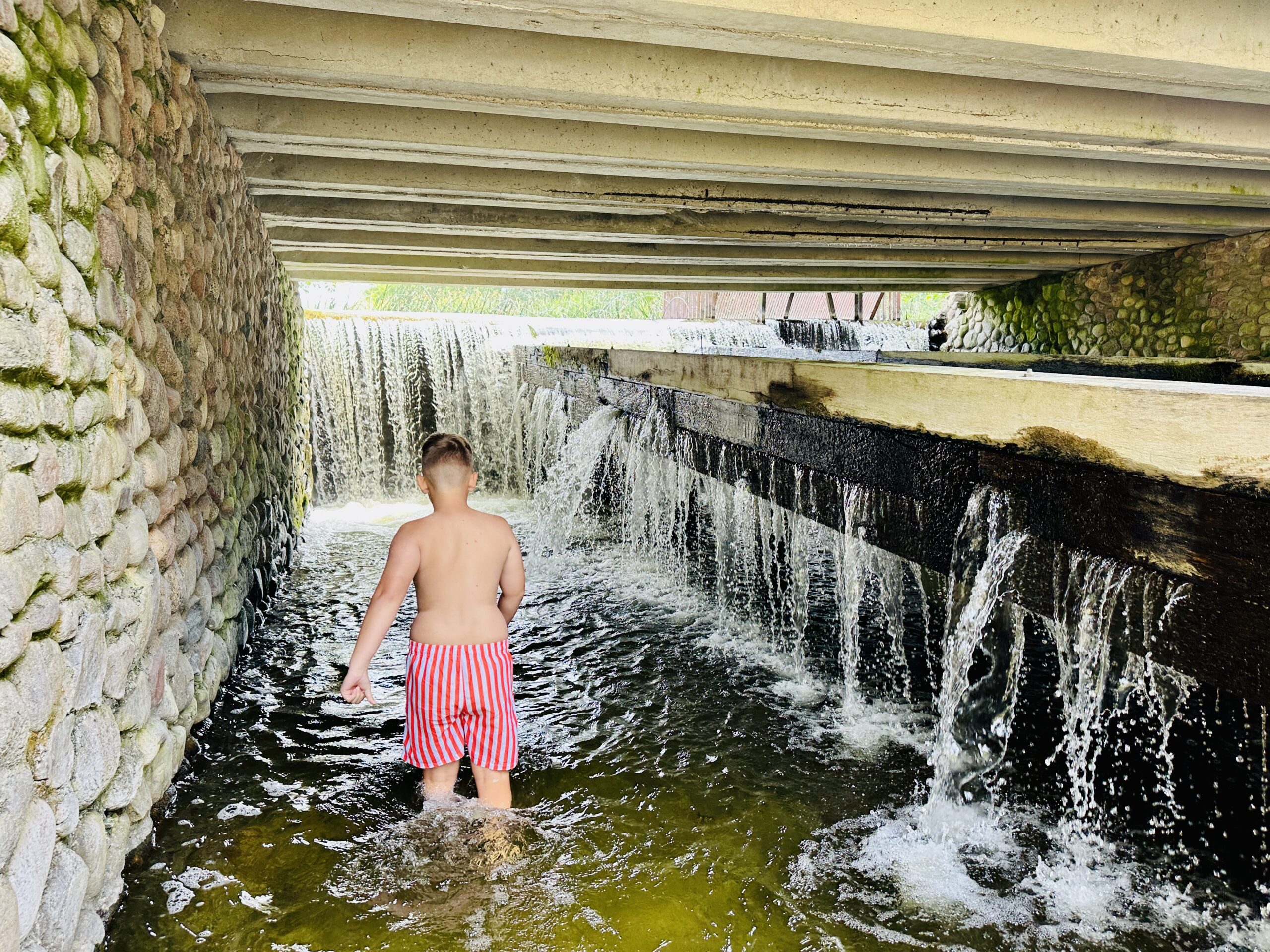Ginučių malūnas su vaikais