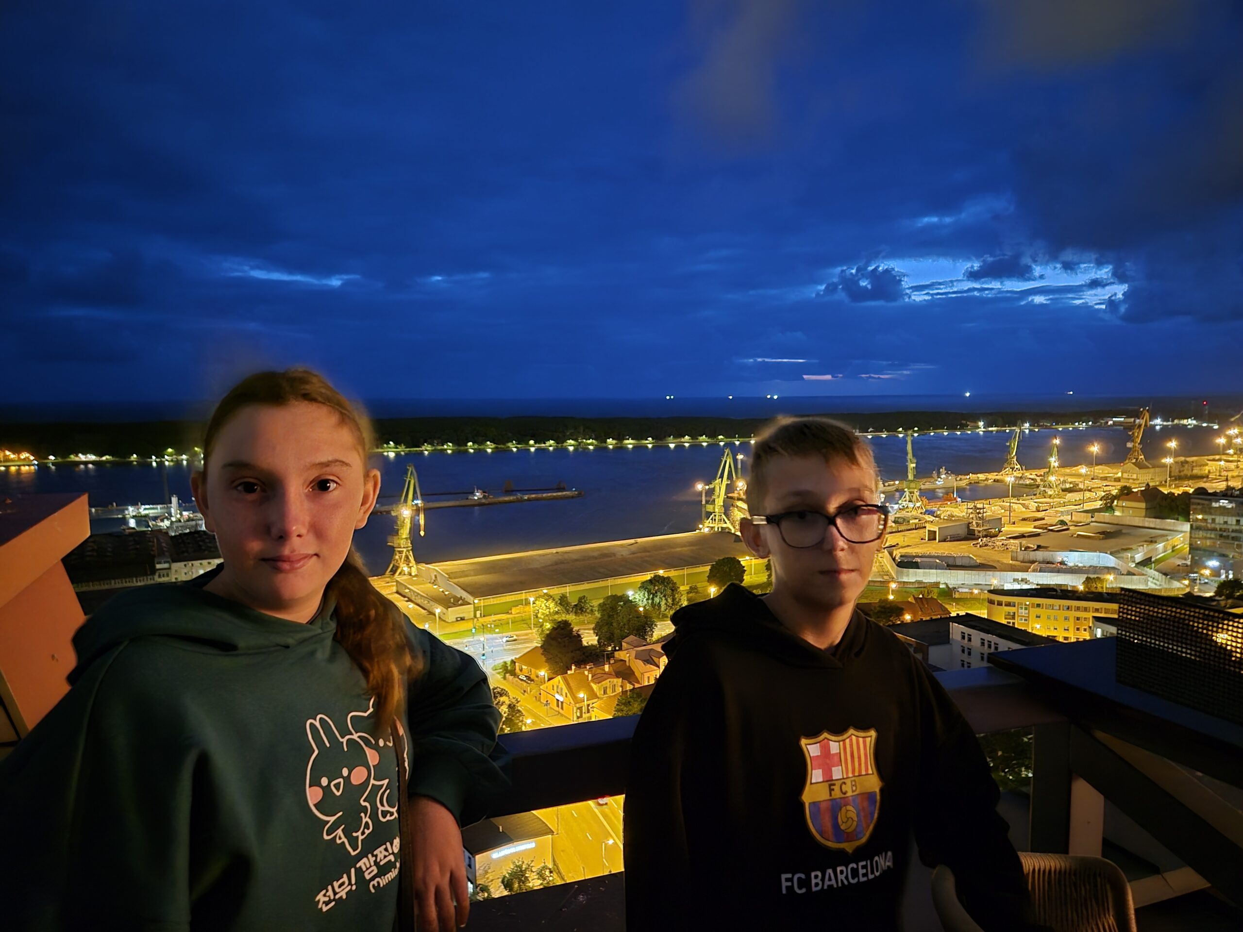 Naktinės Klaipėdos panorama