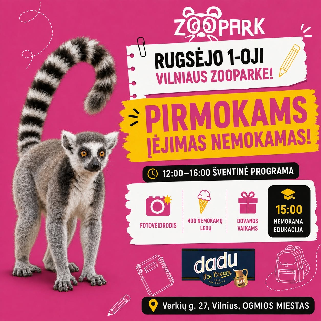 Rugsėjo 1-oji Vilniaus Zooparke 2026