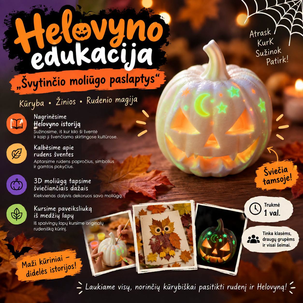 Helovyno edukacija „Švytinčio moliūgo paslaptys“ Klaipėdoje