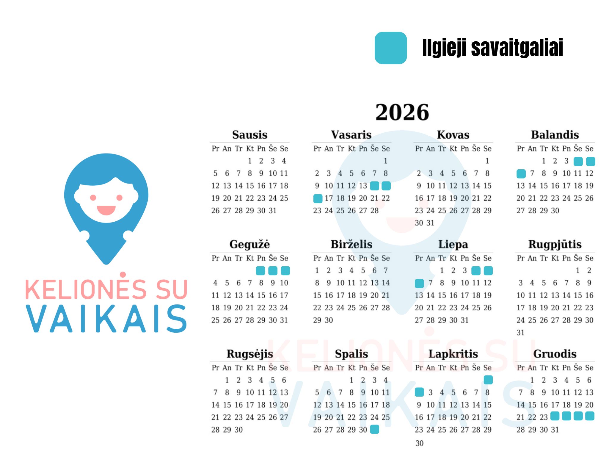 Ilgieji savaitgaliai 2026