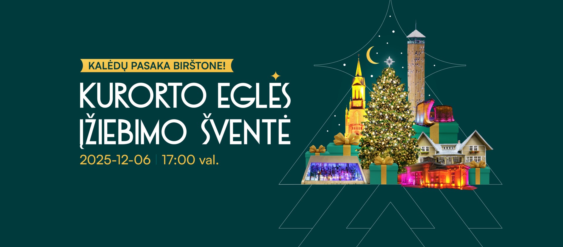 Kalėdinė Birštono pasaka 2025: ugningas eglutės įžiebimas ir šventiniai gruodžio vakarai