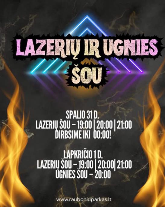 Lazerių ir ugnies šou Raubonių pramogų parke