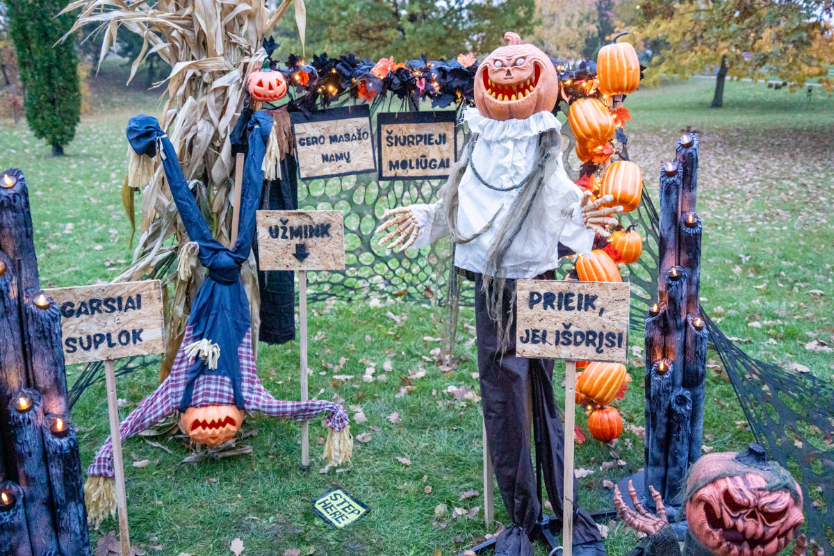 Šviečiančių moliūgų parkas Marijampolėje Poezijos parke