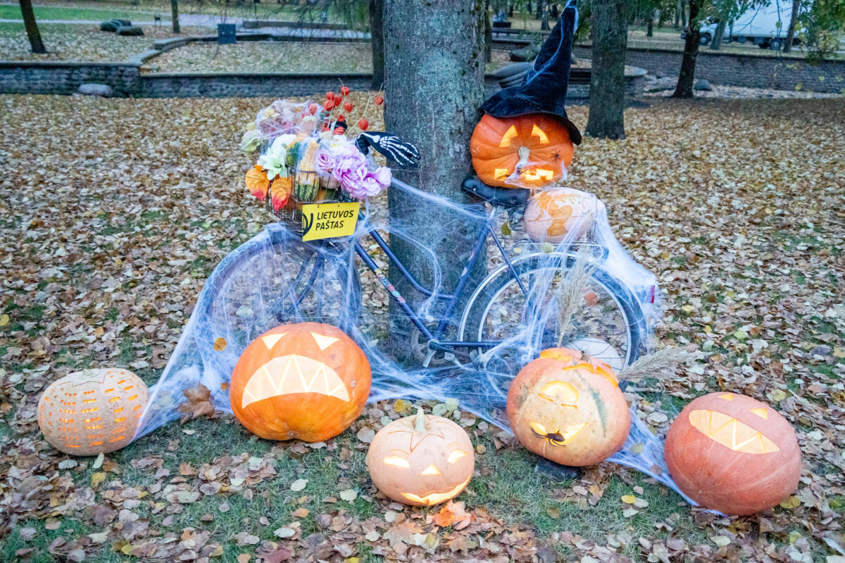 Šviečiančių moliūgų parkas Marijampolėje Poezijos parke