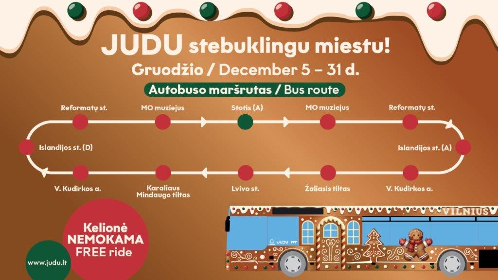 Kalėdinio autobuso maršrutas Vilniuje