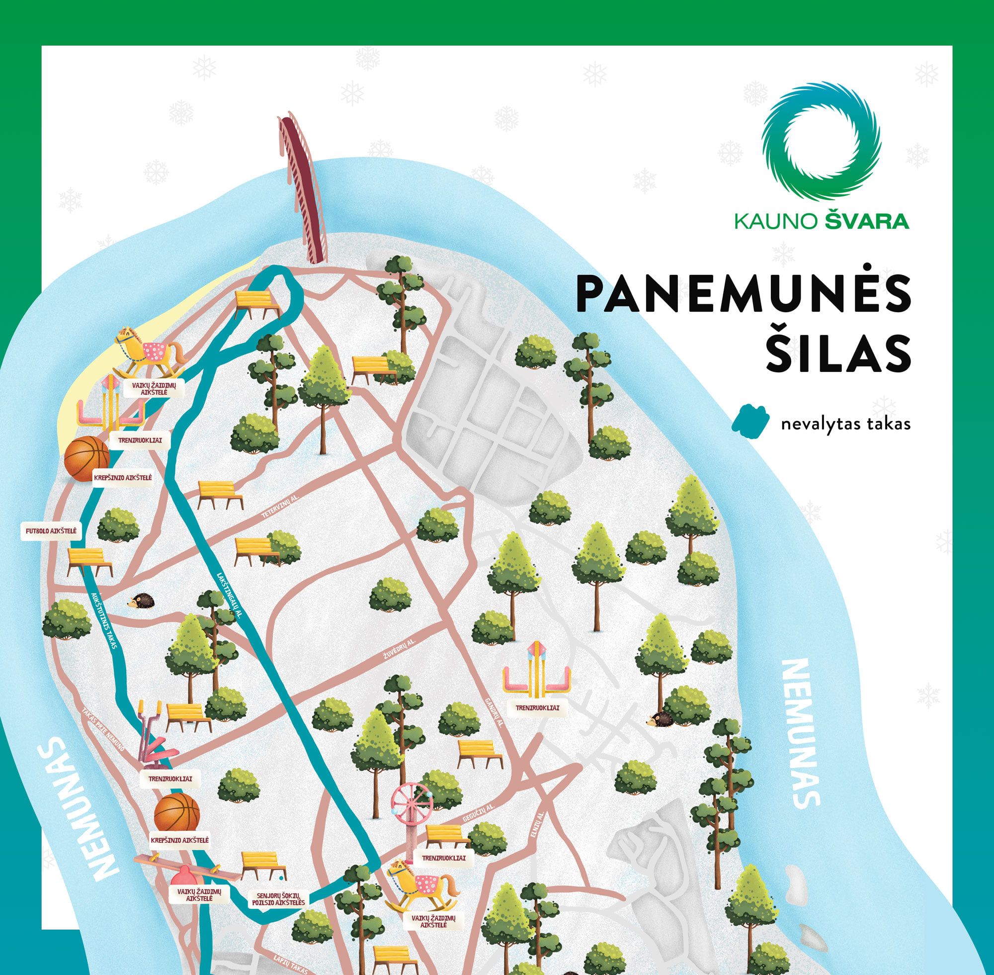 Panemunės šilo čiuožinėjimo takų žemėlapis