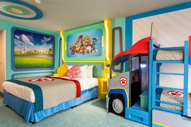 Paw Patrol teminiai kambariai Chessington viešbutyje