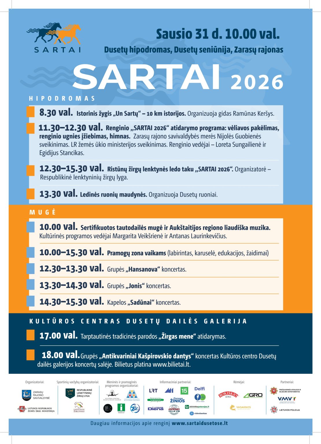 Sartų šventė 2026 - tradicinės ristūnų lenktynės grįžta į Dusetas