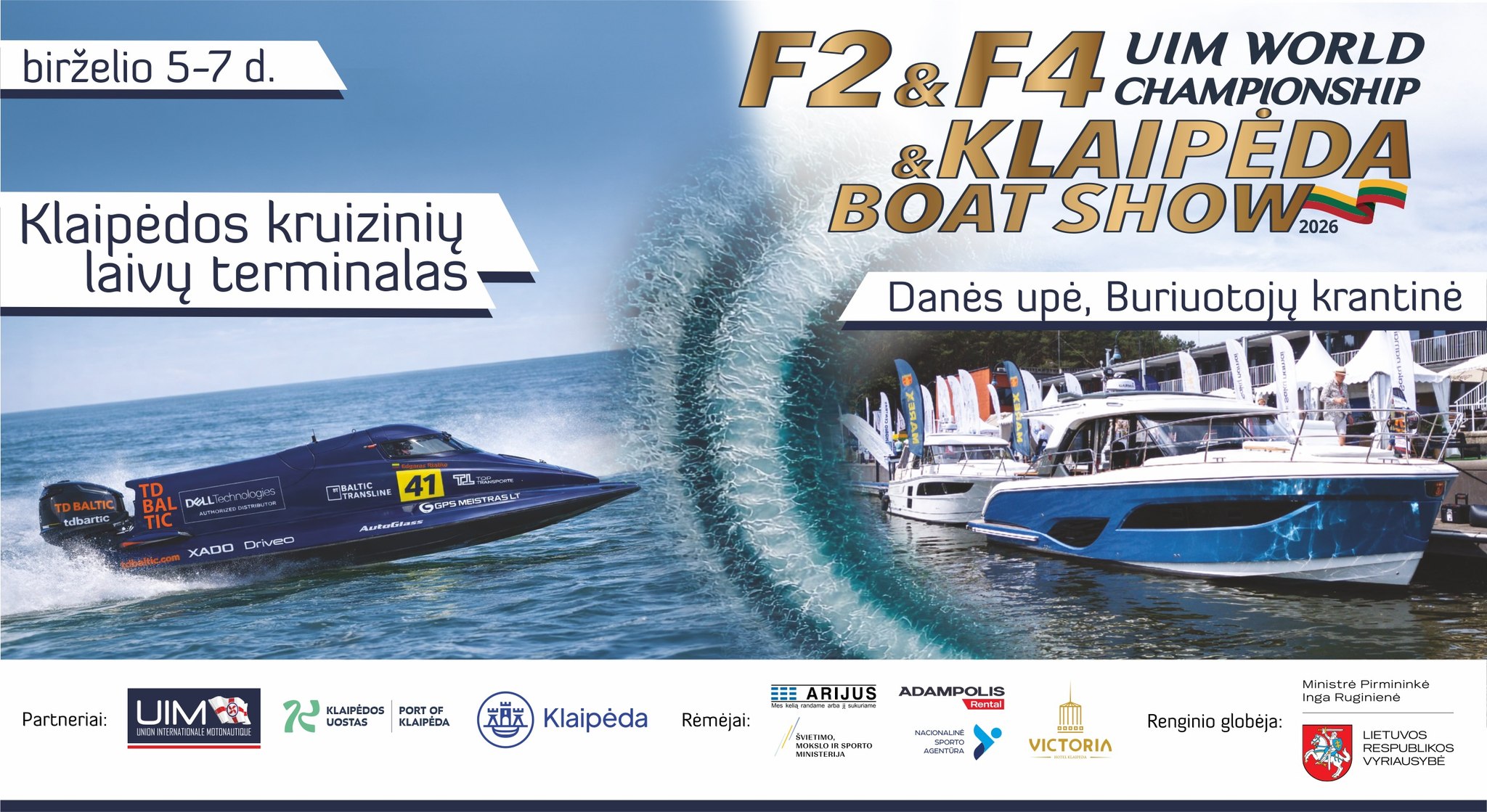 F2 Vandens formulių pasaulio čempionatas ir „Klaipėda Boat Show 2026“