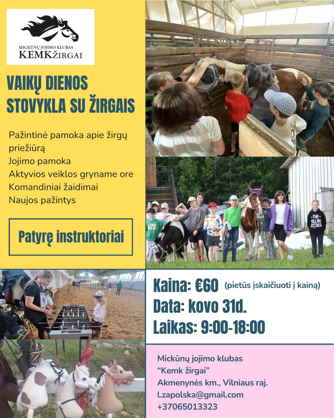 Jojimo dienos stovykla Mickūnų jojimo klube „KEMK Žirgai“