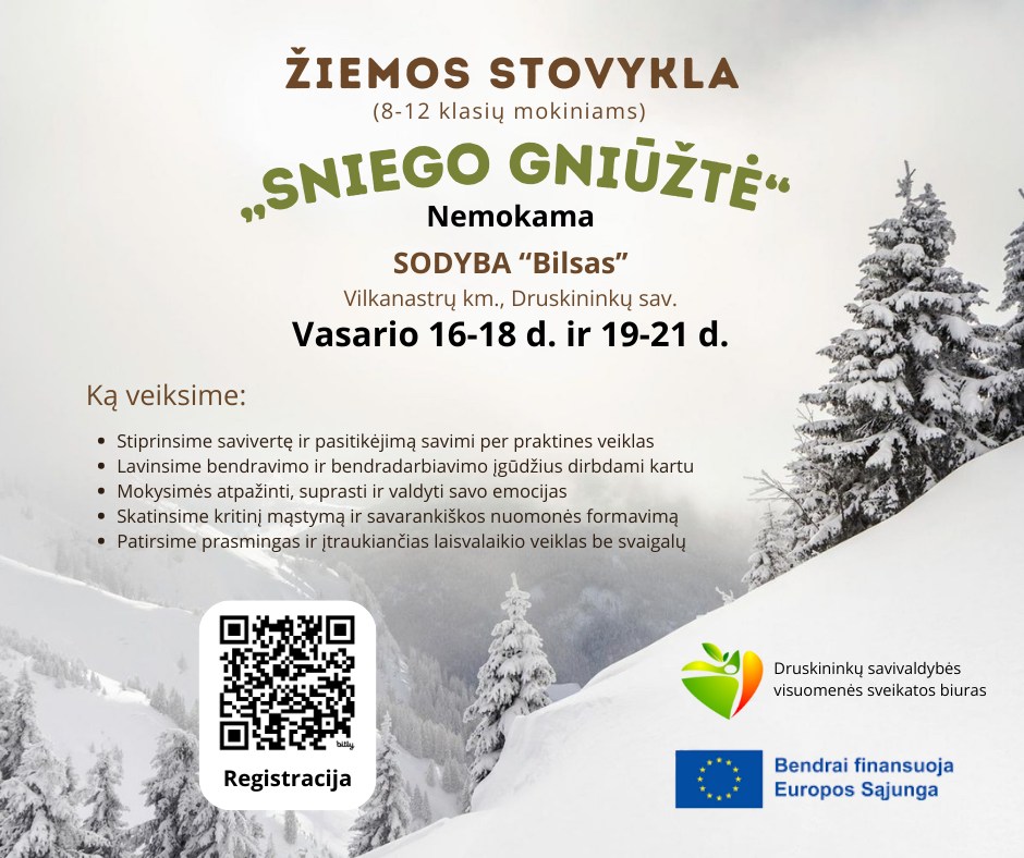 Druskininkų savivaldybės Visuomenės sveikatos biuro stovykla "Sniego gniūžtė"