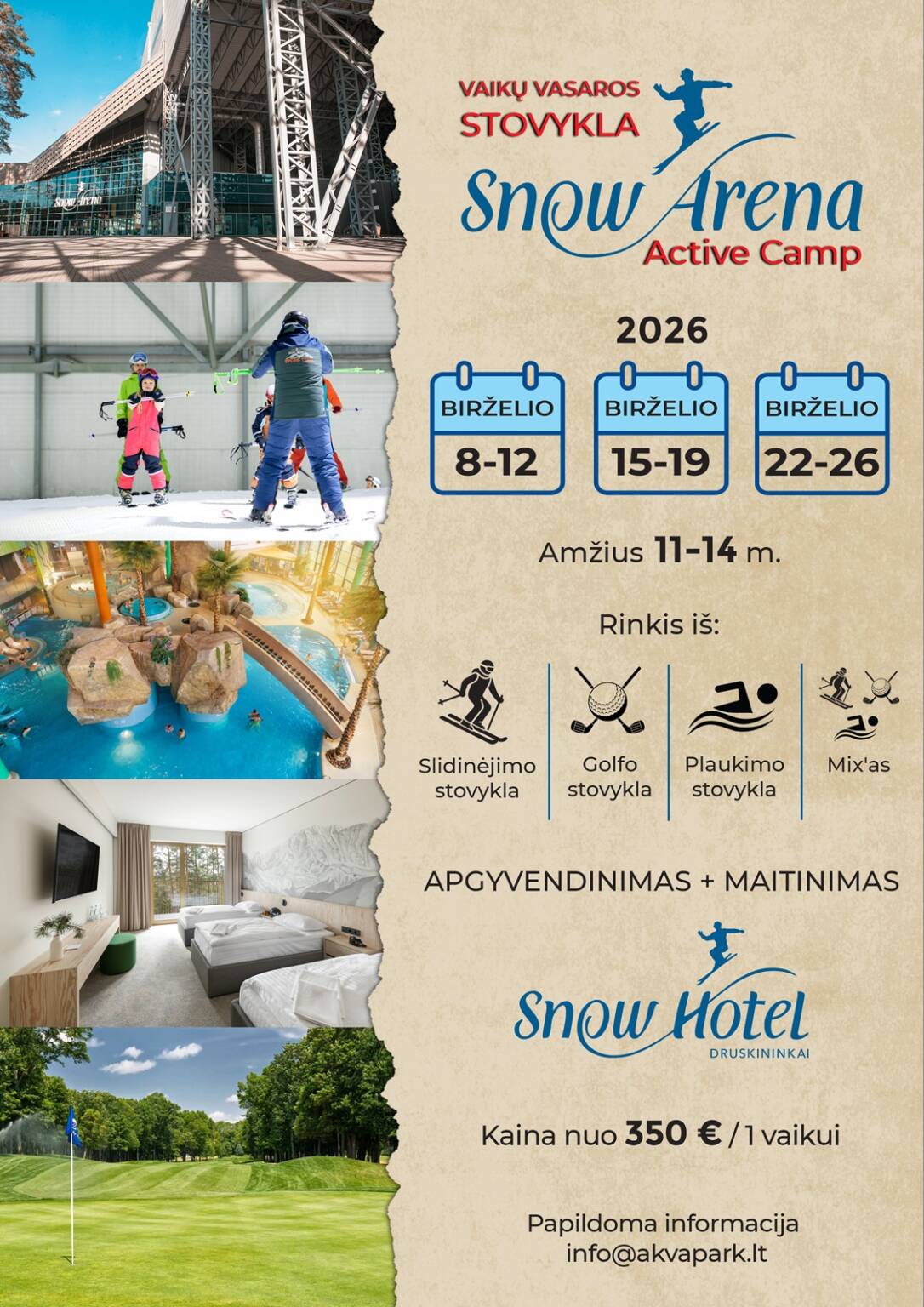 SNOW arena Active Camp vaikų vasaros stovykla