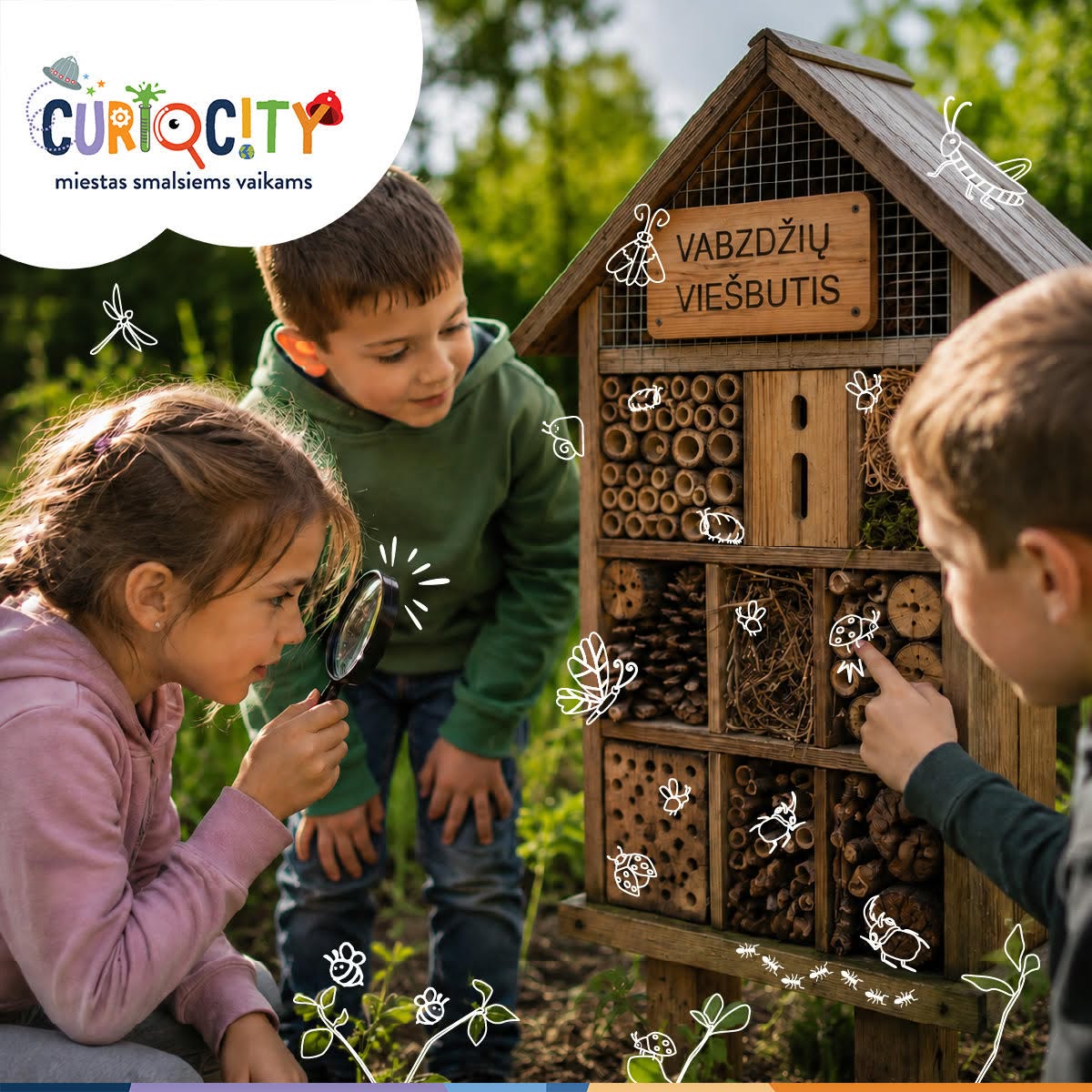 CurioCity kviečia į naują vasaros edukaciją: vaikai kurs vabzdžių viešbutį